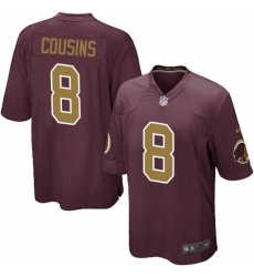 Men's Nike Washington Redskins #8 Kirk Cousins Game Burgundy Red/Gold Number Alternate 80TH Anniversary NFL Jersey