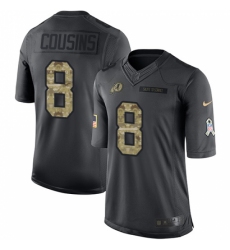 Men's Nike Washington Redskins #8 Kirk Cousins Limited Black 2016 Salute to Service NFL Jersey