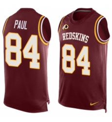 Men's Nike Washington Redskins #84 Niles Paul Limited Red Player Name & Number Tank Top NFL Jersey