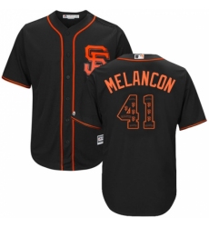 Men's Majestic San Francisco Giants #41 Mark Melancon Authentic Black Team Logo Fashion Cool Base MLB Jersey