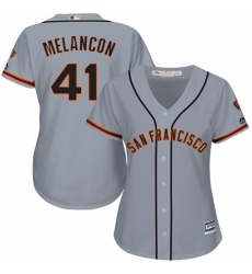 Women's Majestic San Francisco Giants #41 Mark Melancon Authentic Grey Road 2 Cool Base MLB Jersey