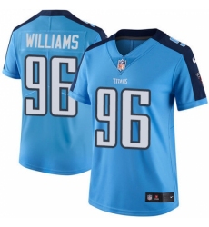 Women's Nike Tennessee Titans #96 Sylvester Williams Limited Light Blue Rush Vapor Untouchable NFL Jersey