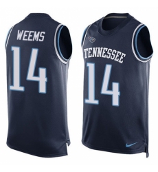 Men's Nike Tennessee Titans #14 Eric Weems Limited Navy Blue Player Name & Number Tank Top Tank Top NFL Jersey