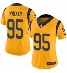 Women's Nike Los Angeles Rams #95 Tyrunn Walker Limited Gold Rush Vapor Untouchable NFL Jersey