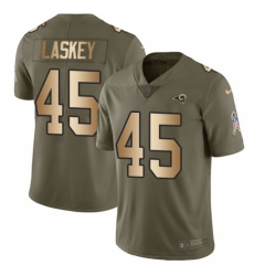 Men's Nike Los Angeles Rams #45 Zach Laskey Limited Olive/Gold 2017 Salute to Service NFL Jersey