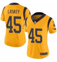 Women's Nike Los Angeles Rams #45 Zach Laskey Limited Gold Rush Vapor Untouchable NFL Jersey