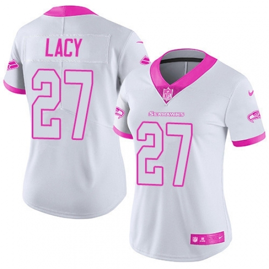 Women's Nike Seattle Seahawks #27 Eddie Lacy Limited White/Pink Rush Fashion NFL Jersey Women's Nike Seattle Seahawks #27 Eddie Lacy Limited White/Pink Rush Fashion NFL Jersey