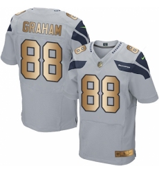 Men's Nike Seattle Seahawks #88 Jimmy Graham Elite Grey/Gold Alternate NFL Jersey