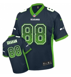Men's Nike Seattle Seahawks #88 Jimmy Graham Elite Navy Blue Drift Fashion NFL Jersey