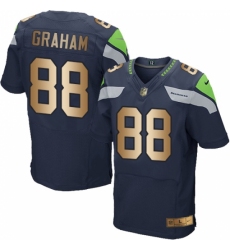 Men's Nike Seattle Seahawks #88 Jimmy Graham Elite Navy/Gold Team Color NFL Jersey