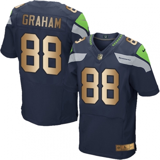 Men's Nike Seattle Seahawks #88 Jimmy Graham Elite Navy/Gold Team Color NFL Jersey Men's Nike Seattle Seahawks #88 Jimmy Graham Elite Navy/Gold Team Color NFL Jersey