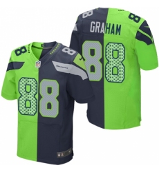 Men's Nike Seattle Seahawks #88 Jimmy Graham Elite Navy/Green Split Fashion NFL Jersey