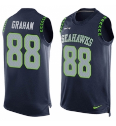 Men's Nike Seattle Seahawks #88 Jimmy Graham Limited Steel Blue Player Name & Number Tank Top NFL Jersey