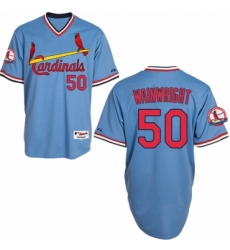 Men's Majestic St. Louis Cardinals #50 Adam Wainwright Authentic Blue 1982 Turn Back The Clock MLB Jersey