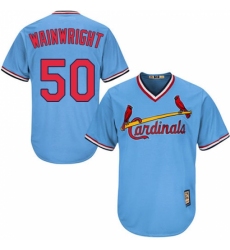 Men's Majestic St. Louis Cardinals #50 Adam Wainwright Authentic Light Blue Cooperstown MLB Jersey