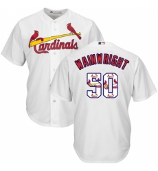 Men's Majestic St. Louis Cardinals #50 Adam Wainwright Authentic White Team Logo Fashion Cool Base MLB Jersey