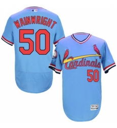 Men's Majestic St. Louis Cardinals #50 Adam Wainwright Light Blue Flexbase Authentic Collection Cooperstown MLB Jersey