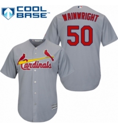 Men's Majestic St. Louis Cardinals #50 Adam Wainwright Replica Grey Road Cool Base MLB Jersey