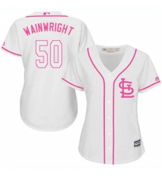 Women's Majestic St. Louis Cardinals #50 Adam Wainwright Authentic White Fashion Cool Base MLB Jersey