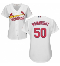 Women's Majestic St. Louis Cardinals #50 Adam Wainwright Authentic White Home Cool Base MLB Jersey