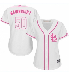 Women's Majestic St. Louis Cardinals #50 Adam Wainwright Replica White Fashion Cool Base MLB Jersey