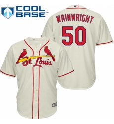 Youth Majestic St. Louis Cardinals #50 Adam Wainwright Replica Cream Alternate Cool Base MLB Jersey