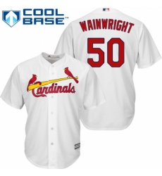 Youth Majestic St. Louis Cardinals #50 Adam Wainwright Replica White Home Cool Base MLB Jersey
