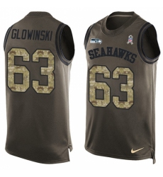 Men's Nike Seattle Seahawks #63 Mark Glowinski Limited Green Salute to Service Tank Top NFL Jersey