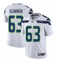 Men's Nike Seattle Seahawks #63 Mark Glowinski White Vapor Untouchable Limited Player NFL Jersey