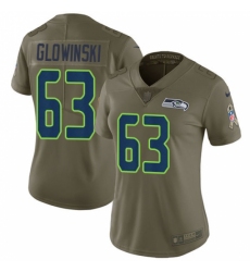 Women's Nike Seattle Seahawks #63 Mark Glowinski Limited Olive 2017 Salute to Service NFL Jersey
