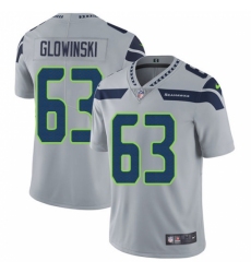 Youth Nike Seattle Seahawks #63 Mark Glowinski Grey Alternate Vapor Untouchable Limited Player NFL Jersey