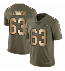 Youth Nike Seattle Seahawks #63 Mark Glowinski Limited Olive/Gold 2017 Salute to Service NFL Jersey
