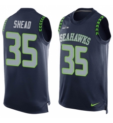 Men's Nike Seattle Seahawks #35 DeShawn Shead Limited Steel Blue Player Name & Number Tank Top NFL Jersey