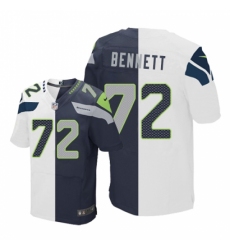 Men's Nike Seattle Seahawks #72 Michael Bennett Elite Navy/White Split Fashion NFL Jersey