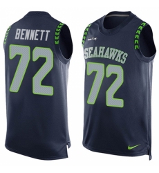 Men's Nike Seattle Seahawks #72 Michael Bennett Limited Steel Blue Player Name & Number Tank Top NFL Jersey