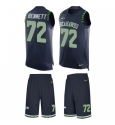 Men's Nike Seattle Seahawks #72 Michael Bennett Limited Steel Blue Tank Top Suit NFL Jersey
