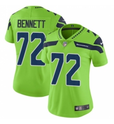 Women's Nike Seattle Seahawks #72 Michael Bennett Limited Green Rush Vapor Untouchable NFL Jersey