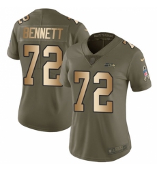 Women's Nike Seattle Seahawks #72 Michael Bennett Limited Olive/Gold 2017 Salute to Service NFL Jersey