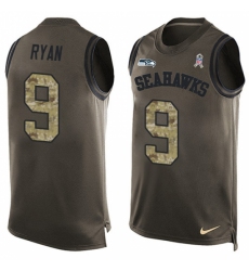 Men's Nike Seattle Seahawks #9 Jon Ryan Limited Green Salute to Service Tank Top NFL Jersey