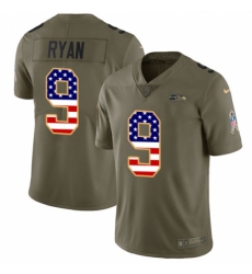 Men's Nike Seattle Seahawks #9 Jon Ryan Limited Olive/USA Flag 2017 Salute to Service NFL Jersey