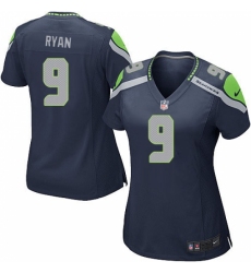 Women's Nike Seattle Seahawks #9 Jon Ryan Game Steel Blue Team Color NFL Jersey