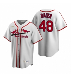 Men's Nike St. Louis Cardinals #48 Harrison Bader White Cooperstown Collection Home Stitched Baseball Jersey