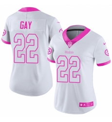 Women's Nike Pittsburgh Steelers #22 William Gay Limited White/Pink Rush Fashion NFL Jersey