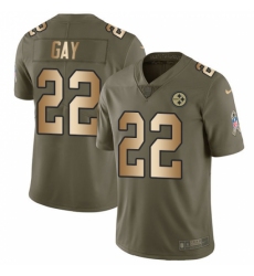 Youth Nike Pittsburgh Steelers #22 William Gay Limited Olive/Gold 2017 Salute to Service NFL Jersey