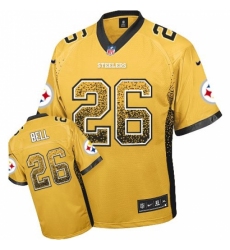 Men's Nike Pittsburgh Steelers #26 Le'Veon Bell Elite Gold Drift Fashion NFL Jersey