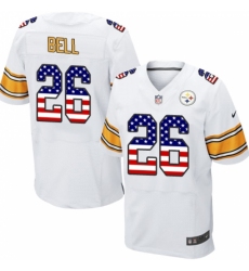 Men's Nike Pittsburgh Steelers #26 Le'Veon Bell Elite White Road USA Flag Fashion NFL Jersey