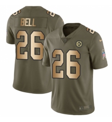Men's Nike Pittsburgh Steelers #26 Le'Veon Bell Limited Olive/Gold 2017 Salute to Service NFL Jersey