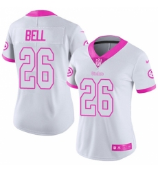 Women's Nike Pittsburgh Steelers #26 Le'Veon Bell Limited White/Pink Rush Fashion NFL Jersey