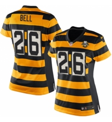 Women's Nike Pittsburgh Steelers #26 Le'Veon Bell Limited Yellow/Black Alternate 80TH Anniversary Throwback NFL Jersey