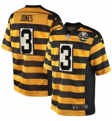 Men's Nike Pittsburgh Steelers #3 Landry Jones Game Yellow/Black Alternate 80TH Anniversary Throwback NFL Jersey